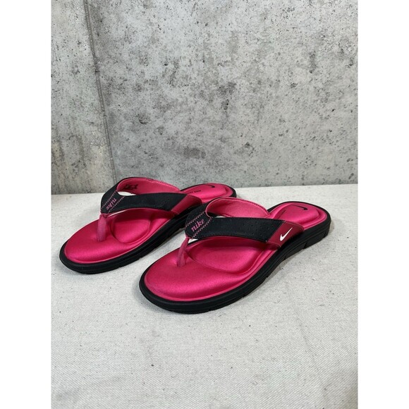 Nike Comfort Footbed Women Size 9 Pink Black Thong Sandal Flip Flop 354925-012 - Picture 1 of 9